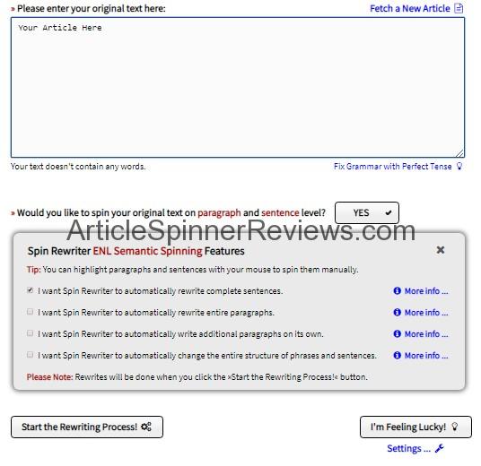 spin rewriter review settings