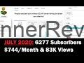 My Youtube Progress: July 2020 - 6277 Subs  - 4/Month - 83K Views